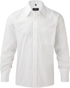 Russell Collection RU934M - Men's Long Sleeve Polycotton Easy Care Poplin Shirt White