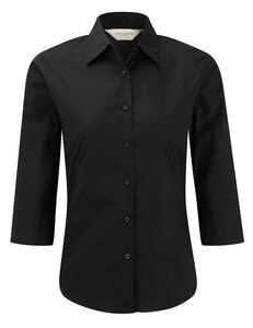 Russell Collection J946F - Women's ¾ sleeve easycare fitted shirt Black