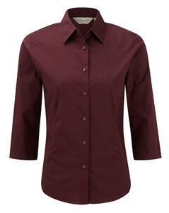 Russell Collection J946F - Women's ¾ sleeve easycare fitted shirt Port