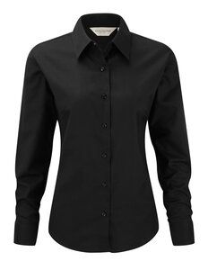 Russell Collection J932F - Women's long sleeve easycare Oxford shirt Black