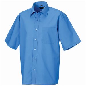 Russell Collection J935M - Short sleeve polycotton easycare poplin shirt Corporate Blue