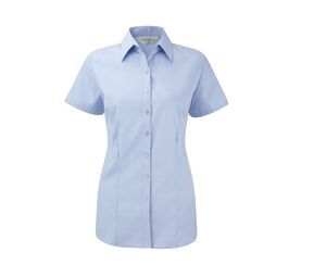 Russell Collection JZ63F - Women's Herringbone Shirt Light Blue