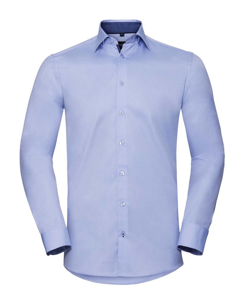 Russell Collection RU964M - MEN'S LONG SLEEVE TAILORED CONTRAST HERRINGBONE SHIRT