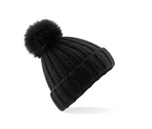 Beechfield BF413 - Verbier large mesh Pop Pom beanie Black