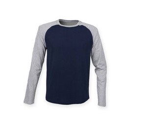 SF Men SF271 - Baseball Long-Sleeved T-Shirt Oxford Navy / Heather Grey