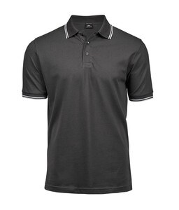 Tee Jays TJ1407 - Mens Luxury stripe stretch polo Dark Grey/ White