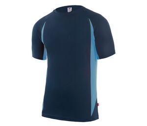 VELILLA V5501 - Two-tone technical T-shirt Navy / Sky Blue