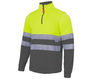 VELILLA V5701 - High visibility two-tone zipped sweatshirt Fluo Yellow / Grey