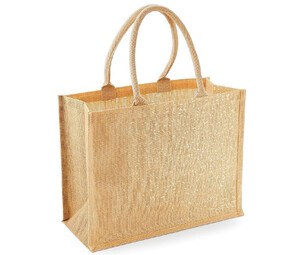 Westford mill WM437 - Glitter Burlap Shopping Bag Natural / Gold