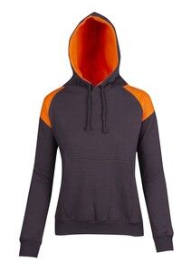 Ramo F303UN - Ladies/Juniors  Shoulder Contrast Panel Hoodie New Charcoal/Orange