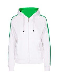 Ramo F600UN - Ladies/Junior stripe sleeves Hoodies White/Emerald Green