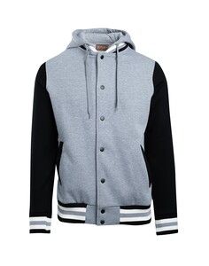 Ramo F907HB - Men's Varsity Jacket & Hood Grey Marl/Black/White