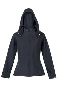 Ramo J483LD - Ladies Soft Shell HOODED Jacket - TEMPEST Range Black