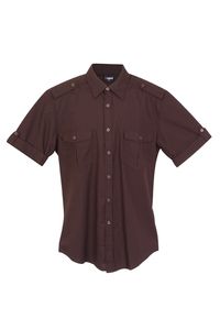 Ramo S001MS - Mens Military Short Sleeve Shirts Dark Brown