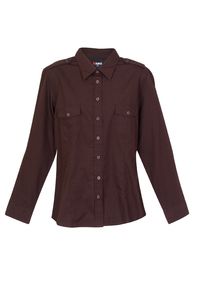 Ramo S002FL - Ladies Military Long Sleeve  Shirt Dark Brown