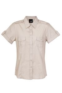 Ramo S002FS - Ladies Military Short Sleeve  Shirt Beige