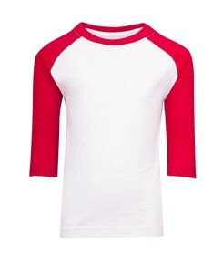 Ramo T143RG - Kids 3/4 Raglan Sleeve T-shirt White/Red