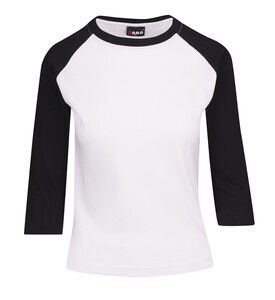 Ramo T231RL - Ladies 3/4 Sleeve Raglan Tees White/Black