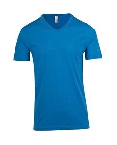 Ramo T918TV - Mens Raw Cotton Wave  V Neck Tee Azure