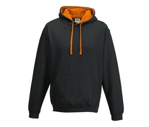 AWDIS JH003 - Contrast Hoodie Jet Black/ Orange Crush