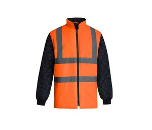 Yoko YK008SL - Quilted parka with detachable sleeves Hi Vis Orange/Navy