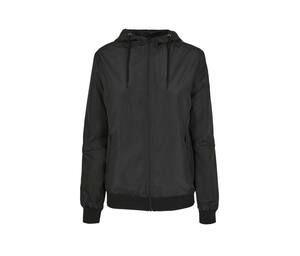 BUILD YOUR BRAND BY147 - LADIES RECYCLED WINDRUNNER Black / Black