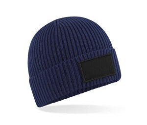 BEECHFIELD BF442R - FASHION PATCH BEANIE Oxford Navy / Black