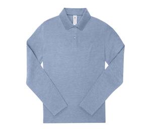 B&C BCW464 - Ladies' long sleeve 210 poloshirt Heather Blue